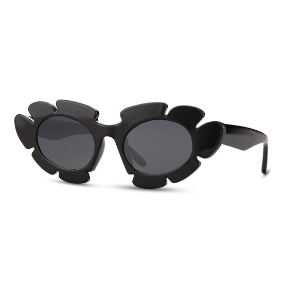 Zonnebril bloem - Zonnebrillen - Festival bril - Rave bril - Glasses - Zwart van Merkloos