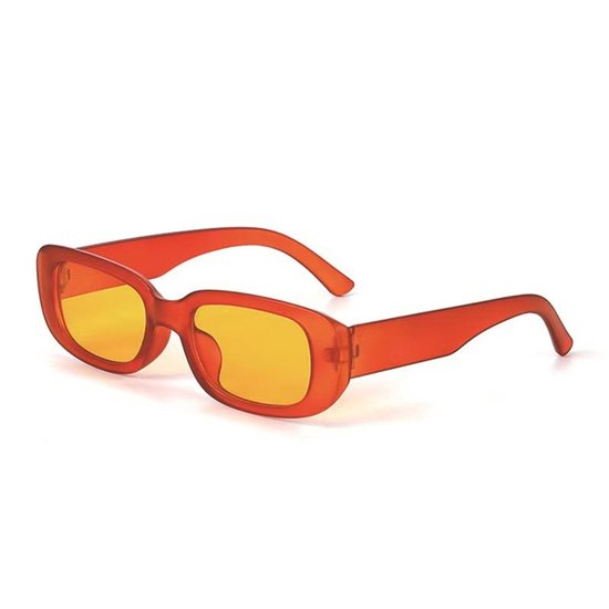 Zonnebril classic model - Zonnebrillen - Festival bril - Rave bril - Glasses - Dik montuur - Mat oranje - Oranje glazen
