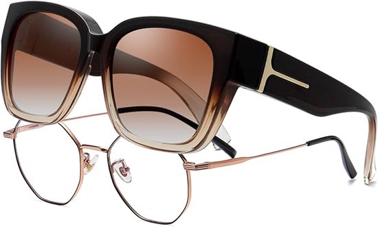 Zonnebril - Dames- en herenmode - Kan over een gewone bril gedragen worden (alleen zonnebrillen) - Stijl B van Merkloos