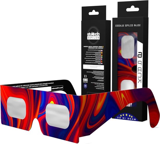 Zonnebril Eclipse - Veiligheidsbril Zon - Zonsverduistering Bekijken - ISO 12312-2 Gecertificeerd - 6 stuks - Zilver Zwart