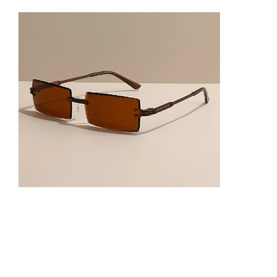 Zonnebril | Festival | Bril | Party | Feest | Rechthoekige zonnebril | Bruin | Rechthoekig van Excella