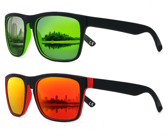 Zonnebril - Festivalbril - zonnebril heren - 2 zonnebrillen voor de prijs van 1 ! - zonnebril heren gepolariseerd - zonnebril dames - Trendy van Merkloos