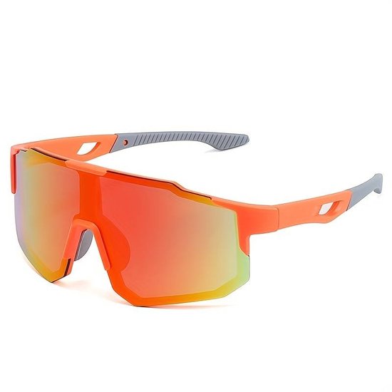 Zonnebril - Fiets - Sport - Festival bril - Rave - Voor heren en dames - Oranje - Spiegelglazen van Florenzano