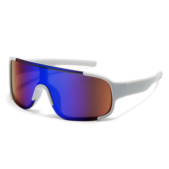 Zonnebril - Fiets - Sport - Festival bril - Rave - Voor heren en dames - Semi randloos - Met witte pootjes - Multicolor spiegelglas