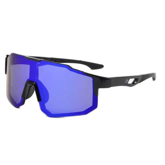 Zonnebril - Fiets - Sport - Festival bril - Rave - Voor heren en dames - Zwart - Blauw gepolariseerd glas van OutdoorJunkie