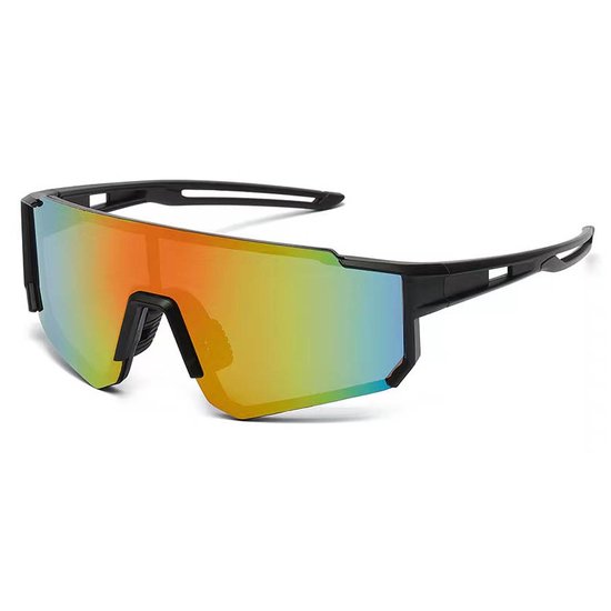 Zonnebril - Fiets - Sport - Festival bril - Rave - Voor heren en dames - Zwart - Oranje spiegelglas van Oxigo
