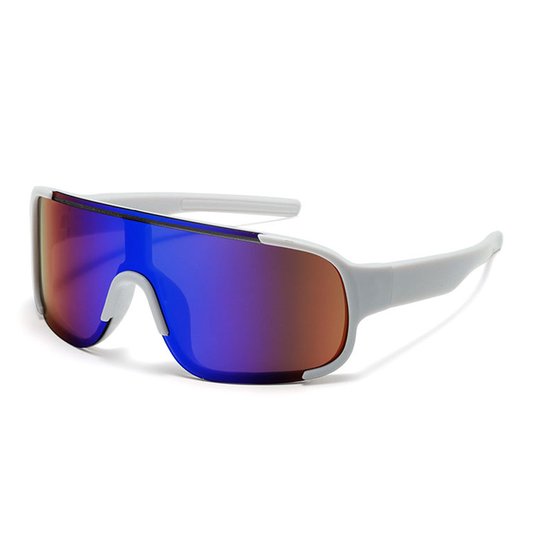 Zonnebril - Fiets - Sport - Festival bril - Rave - Voor kinderen - Semi randloos - Met witte pootjes - Multicolor spiegelglas