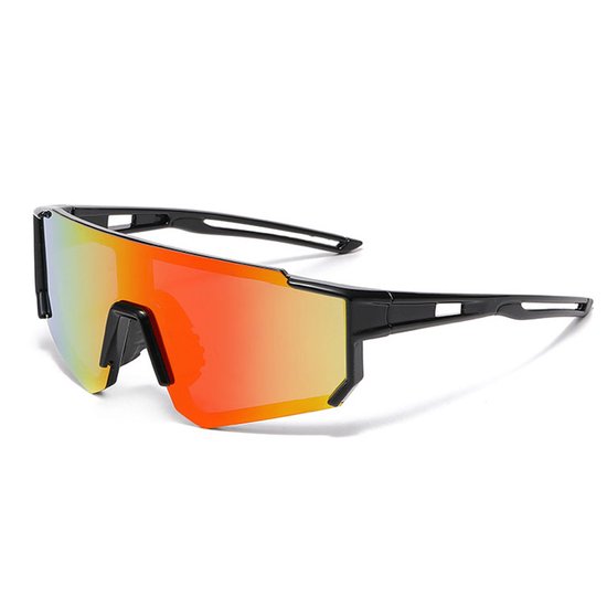 Zonnebril - Fiets - Sport - Festival bril - Rave - Voor kinderen - Semi randloos - Met zwarte pootjes - Multicolor spiegelglas