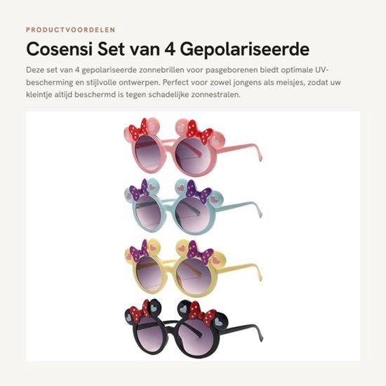 Zonnebril Gepolariseerd - Zonnebril Kind - Zonnebril Baby - UV-Bescherming - 4 Stuks - Hoogwaardig Polycarbonaat - Kinderen Zonnebril