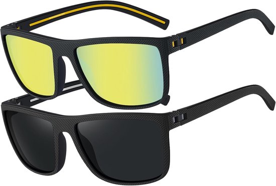 Zonnebril Gepolariseerde Lens UV400 Bescherming Lichtgewicht Vierkant Montuur Vintage Stijl Voor Vissen Rijden Wandelen van Merkloos