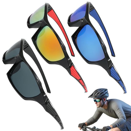 Zonnebril - Gepolariseerde Sportbril Met UV400 Bescherming - Hd-Beeldkwaliteit En Stijlvol Design - 3 Stuks - Voor Heren & Dames In Verschillende Kleuren van Merryax