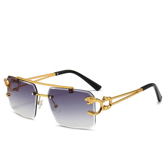 Zonnebril Grijs | Rimless Glasses | Oversized | Frameloos Zonnebril| Trendy Eyewear voor Heren en Dames | Randloze Zonnebril | Heren/ Dames bril | zomerbril/ bril/ brillen | Heren zonnebril / zonnebril zonder rand | zomer bril | Randloze bril