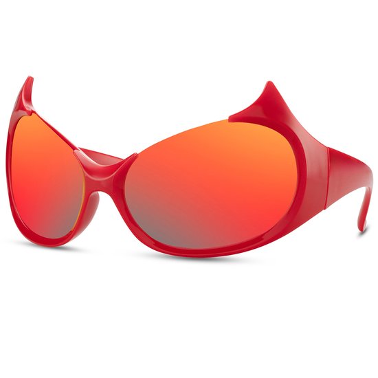 Zonnebril - Halloween - Zonnebrillen - Festival bril - Rave bril - Glasses - Duivel - Rood van Merkloos