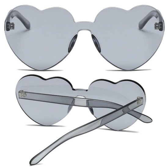 Zonnebril Hartjes Montuur Grijs - Sunglasses Heart Gray - Feest en Festival - Feest accessoires - Feest artikel - Dance Festival Outfit van FESTIHUT.