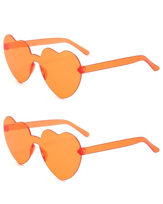 Zonnebril Hartvormig - Vintage Bril - Snoepkleuren - Voor Dames/Meisjes/Kinderen - 2 Stuks - Frameloos Design - Fashion Sunglasses