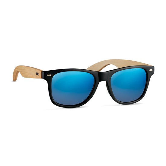 Zonnebril - Heren - Dames - Feestbril - Party - Festival - Rave - Classic model - Duurzaam - Bamboe - blauw van Vestyana