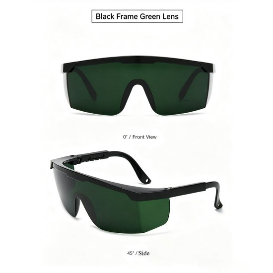 Zonnebril heren dames unisex met groene lens, zwart frame met verstelbare brilpootjes, verblindingsbril voor fiets sport tuinwerk en dagelijks gebruik,Sunglasses