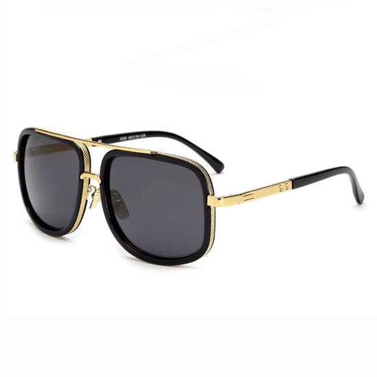 Zonnebril Heren - Designer - Zwart met Goud - Mode - Luxe - Inklapbaar van Merkloos