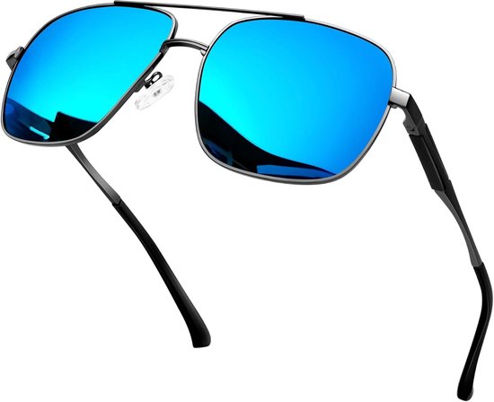 Zonnebril Heren en Dames Rechthoekige UV400 | AL-MG Metaal,Gepolariseerd Behalve Geel en Meekleurend,Groot,Autorijden,Reizen,Retro,Mode,Klassiek,Trendy,Dubbele Brug