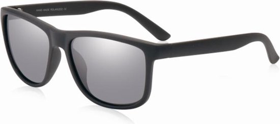 Zonnebril heren frame zwart mat / lenzen grijs gespiegeld UV-400 van $