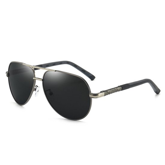 Zonnebril Heren - Zonnebril UV400 - Gepolariseerd - Metalen Montuur - Grijze Glazen - Gunmetal Frame - Helder Zicht - Lichtgewicht van Merkloos