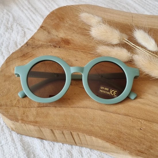 Zonnebril Kind 1-3jaar- Unisex- UV400- Salie-Rond van Merkloos