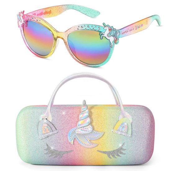 Zonnebril Kind - UV400 Bescherming - Gepolariseerde Glazen - Eenhoorn Etui - Voor Meisjes 3-10 Jaar - Stijlvolle Oogbescherming - Kindersunglasses