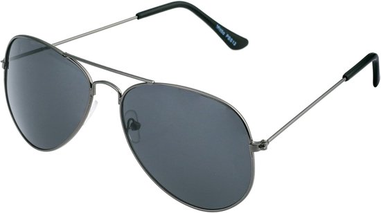 Zonnebril met roestvrij stalen metalen frame, zwart, zwart