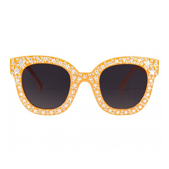 Zonnebril met steentjes - Festival bril - Rave bril - Glasses - Koningsdag accessoires - Oranje van Merkloos