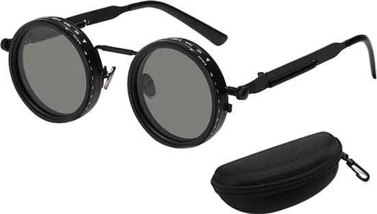 Zonnebril met verstelbare sterkte van 1 tot 9, rond montuur, ND-filterglazen, geschikt voor mannen, UV-bescherming, ideaal voor stranduitjes. van Merkloos