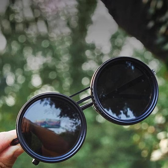 Zonnebril met verstelbare tint en ingebouwd ND-filter, ronde gepolariseerde zonnebril met verstelbare tint van niveau 1 tot 9, bril met verstelbare lens voor lokken, 1 stuk van Runospot