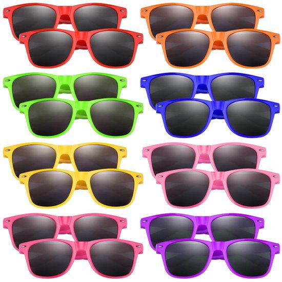 Zonnebril Neon - 8 Stuks - Kinderzonnebril - UV400 Gepolariseerd - Onbreekbaar - Comfortabel Polypropyleen - Kinderen Zonnebril
