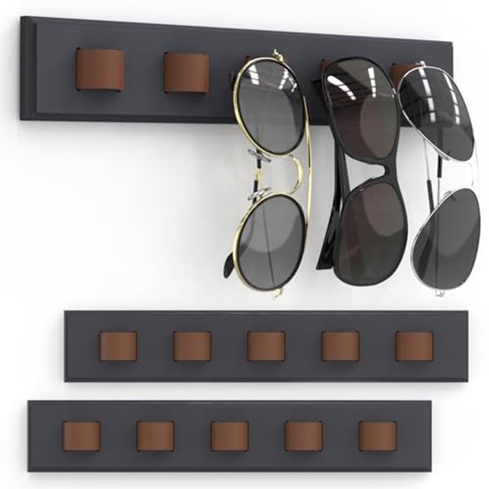 Zonnebril Organizer 3-Pack - Wandgemonteerde Houten Houder voor Brillen - Ideaal voor Opbergen en Decoratie van Merkloos