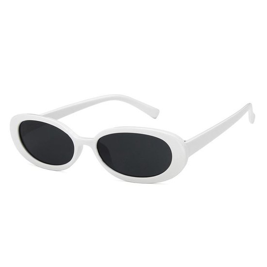Zonnebril ovaal - Zonnebrillen - Festival bril - Rave bril - Glasses - Dik montuur - Wit van Merkloos