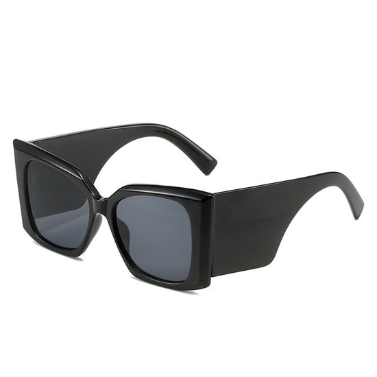 Zonnebril - Oversized vierkant - Vlinder cat-eye zonnebril - Dames zonnebril met kleurverloop - Zonnebril met brede bovenbenen, geschikt voor zomerse stranduitjes, zwart
