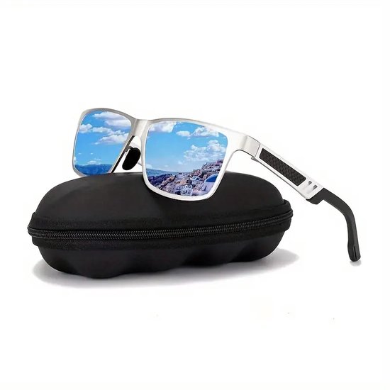 Zonnebril - Overzet zonnebril - Unisex -Decoratieve zonnebril - Outdoor Accessoires - Cadeau - Brillen - Zilverachtig & Blauw van Merkloos