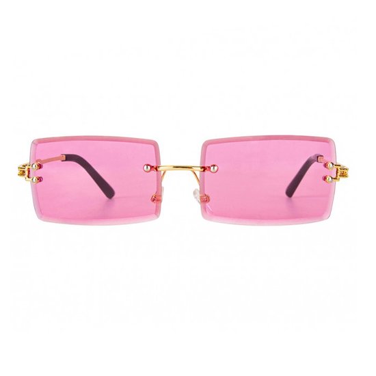 Zonnebril rechthoekig - Festival bril - Rave bril - Glasses - Roze van Merkloos