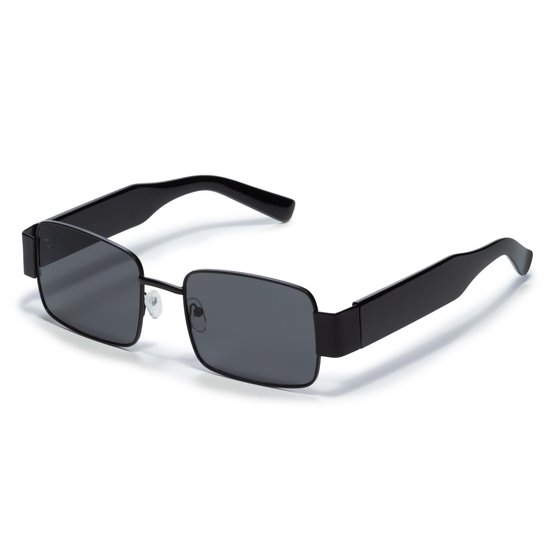 Zonnebril rechthoekig - Zonnebrillen - Festival bril - Rave bril - Glasses - Zwart - Zwarte glazen van Merkloos