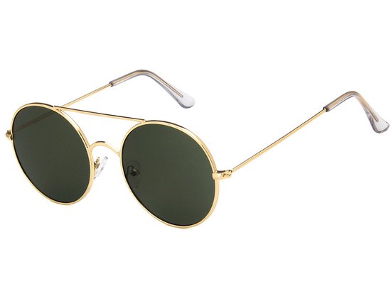 Zonnebril Retro Metaal Rond 2022 - Goud Groen van Aviatorwear