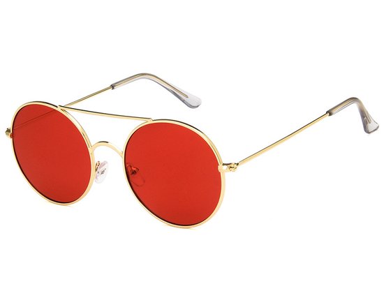 Zonnebril Retro Metaal Rond 2022 - Goud Rood van Knippa.