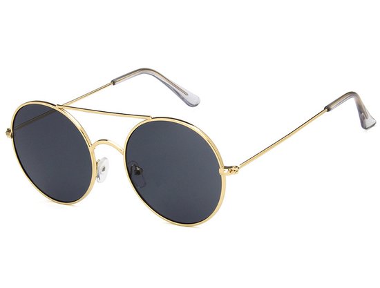 Zonnebril Retro Metaal Rond 2022 - Goud Zwart van Lenco