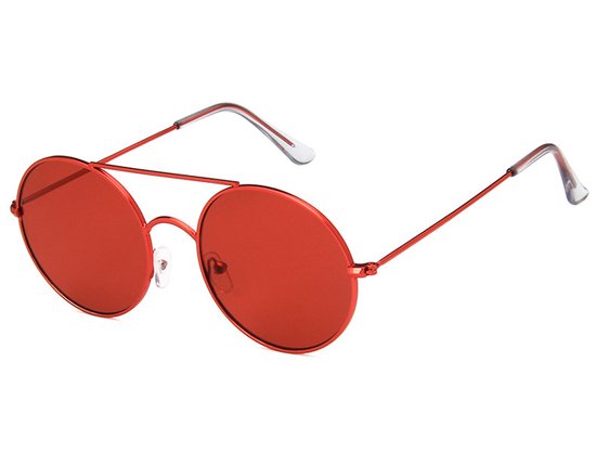 Zonnebril Retro Metaal Rond 2022 - Rood van Vooxoo