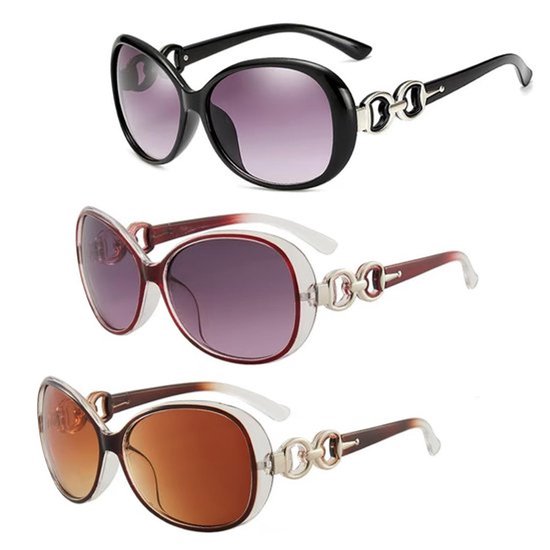 Zonnebril Retro Oversized - 3 Paar - Gepolariseerde Zonnebril - UV400 Bescherming - Anti-Glare - Grote Frame - Zonnebrillen