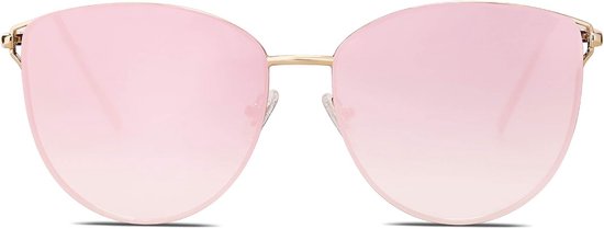 Zonnebril Retro Ronde Cat Eye Gespiegelde Metalen Platte Lenzen SJ1085