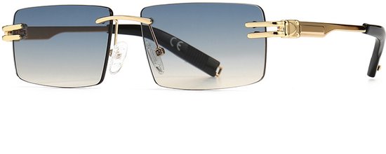 Zonnebril-Retro Zonnebril - Rechthoekige Small Frame Eyewear - Unisex Luxe Vintage Bril - UV400 Bescherming - Ultralicht 20g met Metalen Pootjes - Transparante Gekleurde Glazen