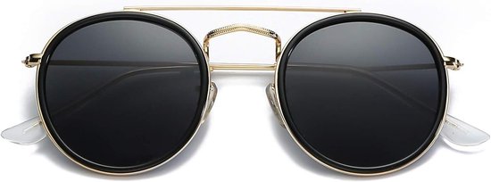 Zonnebril Rond - Pilotenbril Dames Heren - Bescherming Tegen Zon - 100% Uv Bescherming - 50mm Lensbreedte van Merkloos