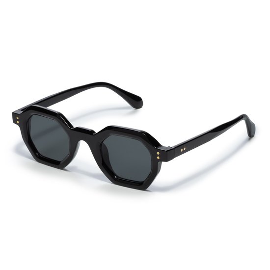 Zonnebril ronde hoeken - Zonnebrillen - Festival bril - Rave bril - Glasses - Dik montuur - Zwart van Merkloos