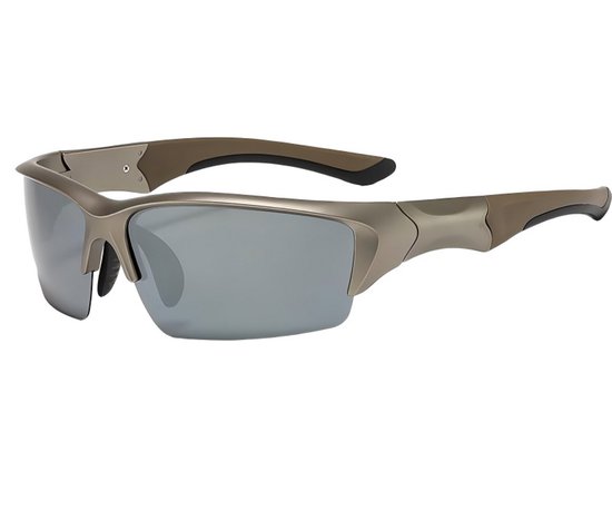 Zonnebril – Sportbril – Unisex – Gepolariseerd & UV-bescherming – Fietsbril – Ultralicht – Duurzaam montuur – Outdoorsporten – Bruin montuur met zilveren glazen