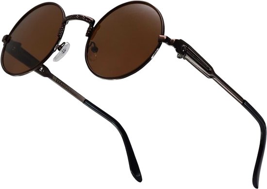 Zonnebril - Steampunk Stijl Ronde Gepolariseerde Zonnebril Retro Brillen UV400 Bescherming Metalen Frame