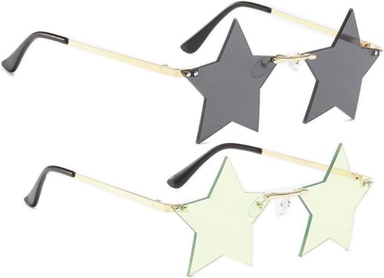 Zonnebril Ster - Feestbril Uniek - Prom Feest - Zonder Rand - 6.3 x 14.9 x 5.3 cm - Spiegelend